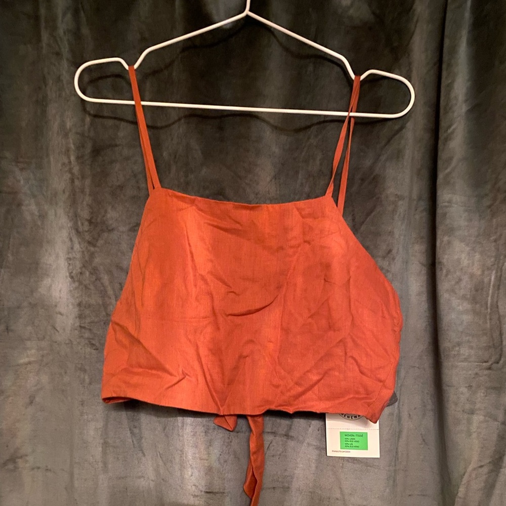 Urban Outfitters Urban Renewal Linen Blend Tie Back Crop